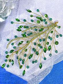 1 Stück elegantes Strass-Haarband, modisches Haaraccessoire für Frauen, geeignet für Hochzeit, Party, Feier - Grün - Übersicht 7