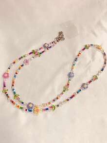 Correa para teléfono con flores de tulipán desmontable, accesorio de cadena para bolso con cuentas, nuevo diseño compatible con Android y la mayoría de teléfonos inteligentes, regalos para madres, familia, amigos, cumpleaños, vacaciones - Multicolor - Ver 3