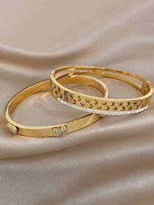 Bộ vòng tay bằng thép không gỉ mạ vàng 18K hình trái tim và mặt trăng sao thanh lịch, trang sức cao cấp dành cho nữ, thiết kế đính đá Zirconia và khoét rỗng, thích hợp cho Lễ tình nhân, tiệc tùng, dạ hội, hàng ngày, hẹn hò, lễ hội Mardi Gras, năm mới, đám cưới, đi biển, Giáng sinh, kỷ niệm, quà tặng thanh lịch cho mẹ, trang sức phong cách Boho, quà sinh nhật cho phù dâu. - Nhiều màu - Xem 8