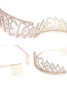 13th Birthday Crown & Sash Set, Rose Gold Tiara, Teen Gifts - 13 - View 3