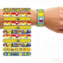 pokemon 36/24/12/1pc Set Pokémon Series PVC Material Anime Pocket Monster Pattern Slap Bracelet, Game Clapping Circle Wristband, Sewing Anime Character Bracelet, Holiday Party Gift (Random Delivery) - Multicolor - View 3