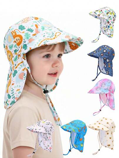 1pc Kids Breathable Mesh Sun Hat With Cartoon Unicorn/Lion/Zoo/Zebra/Bear/Ocean Pattern, Suitable For Toddlers Outdoor Activities, Park Play, Travel, Beach, Swimming