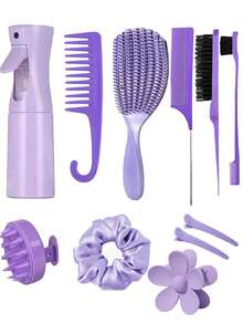 11件套时尚男女通用贝壳纹梳子套装,美发造型工具套装,梳子套装,化妆梳,尖尾梳,尖尾梳,侧梳,发刷,发夹,发圈,宽齿梳,(6.8盎司/200毫升)多功能迷你高压连续喷雾保湿旅行喷雾瓶,适用于发型师、沙龙、居家和户外旅行,节日最佳个性化礼物,发夹,礼品,发饰,头部饰品 - 彩色 - 查看 18
