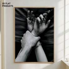 1Pc Wooden Frame Wrapped Canvas Painting, Couple Holding Hands Canvas Painting, Modern Living Room And Bedroom Wall Decoration, Home And Office Wall Decoration, Perfect Gift And Home Decoration, Wrapped Canvas Painting, 2D Flat - Black - View 1