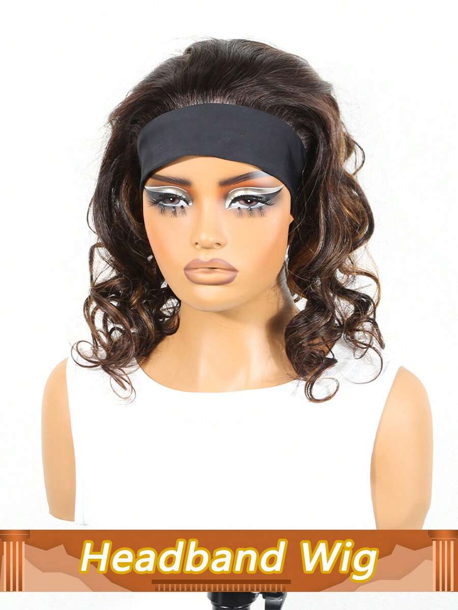 Headband Bob Wig Human Hair Body Wave Headband Wigs None Lace Front Wig Glueless Virgin Brazilian Body Wave Wear And Go Machine Made Wigs 150% Density #3/33 - SNatural/3/30/33 - View 1