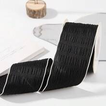 黑白亮面竖条纹丝带，黑白布艺丝带，DIY蝴蝶结，鲜花包装草帽装饰，适用于DIY发夹 - 手工蝴蝶结配件，缝纫和编织用品，缝纫丝带，节日派对礼品包装 - 褶皺款 - 查看 12