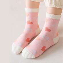 30双女童袜子，可爱卡通花朵爱心图案儿童袜，甜美公主中筒袜，四季皆宜 - 粉色 - 查看 8