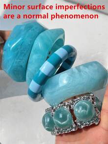 1 chiếc vòng tay nhựa ngoại cỡ màu xanh dương, kiểu dáng bất đối xứng, chất liệu co giãn, thích hợp cho kỳ nghỉ, dành cho nữ. Trang sức thời trang. - Nhiều màu - Xem 8