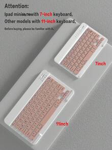 无线蓝牙键盘保护套，兼容iPad，自动休眠/唤醒，可拆卸键盘，150mAh电池，超薄轻巧支架带笔槽 - 粉色