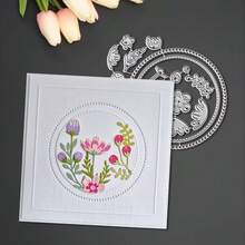 创意花朵和圆形金属切割模具，DIY剪贴簿相册和压花模板，贺卡制作工具，卡片纸切割工艺品，礼品卡制作模板模切。