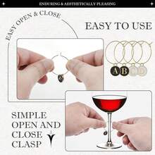 Wine Glass Charms, Metal Wine Glass Identifier Drink Letter Beads Charms Markers Tags Decorations With Rings Hoop - Default - View 6