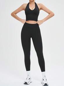 Yefecy Quần bó thể thao ngoài trời dành cho nữ - Quần yoga co giãn cao, nhanh khô, thích hợp cho leo núi, đi bộ đường dài và tập gym. - màu đen - Xem 4