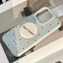 GUCADI 1pc Mocha Brown Milk Bubble + Milk Foam Holder High-End Bracket Phone Case Compatible With Iphone 17/15, Retro, Personalized, Geometric, European And American Style, Minimalist, Niche, Ins Style - Smoky Blue - View 7