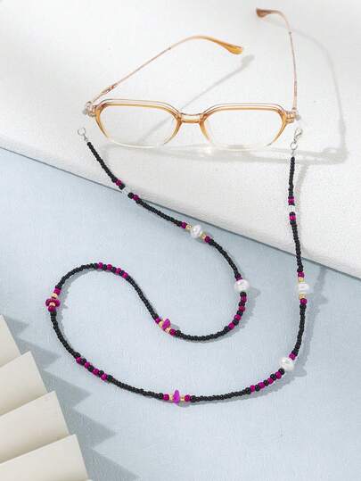 1条新款时尚眼镜链，长款挂绳项链，个性化眼镜挂绳，女士防丢眼镜链，闪亮波西米亚风