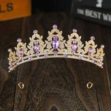 1pc Fashionable & Elegant Alloy Crown Hair Accessory Suitable For Women Wedding Party - Purple - View 7