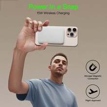 XBJ 磁吸式快充移动电源，10000mAh，22.5W 磁吸快充接口，兼容安卓和苹果设备，便携式充电器，适用于 13 14 15 16 17，小巧便携，外置充电器，万圣节、圣诞节、情人节礼物、返校礼物。 - 5000毫安便利電源 - 查看 9