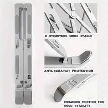 Adjustable Aluminum Laptop Stand -6 Levels High, Foldable And Portable Design, Suitable For 8-16 Inch Laptops, Enhancing Ventilation And Heat Dissipation - Silver - View 5