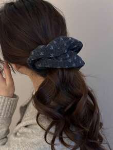 1 Set de Scrunchies de tela suave para mujer (gris oscuro, marrón, beige), lazos de pelo con estampado floral pequeño, accesorios de pelo casuales para peinados de cola de caballo y moño, accesorios de cabeza de otoño/invierno, bandas elásticas para el cabello, gomas para el cabello, cuerda para el cabello - Multicolor - Ver 4