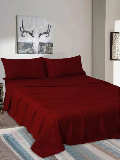 Juego De Sábanas Matrimonial De 4 Piezas / (1 Forro, 1 Sábana/ 2 Fundas) Diseño Liso De Color Sólido Para Cama 3000 Hilos, Ejido Suave Y Agradable Para La Piel, Transpirable Y Cómodo