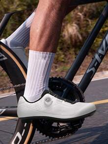 专业骑行锁鞋，男士硬底山地车锁鞋 - 白色 - 查看 4