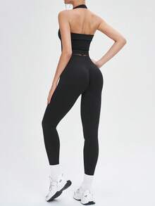 Yefecy Quần bó thể thao ngoài trời dành cho nữ - Quần yoga co giãn cao, nhanh khô, thích hợp cho leo núi, đi bộ đường dài và tập gym. - màu đen - Xem 5