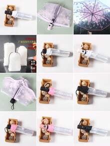 1把透明花卉图案雨伞，适用于学校、办公室、家庭、旅行、返校用品、春夏精选、伴娘礼物、房间、卧室装饰、海滩、旅行、男女皆宜、度假、妇女节、旅行必备、婚礼回礼、Y2K、卧室、女性汽车配件、厨房装饰、可爱小物 - 彩色 - 查看 9