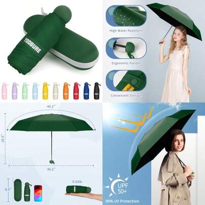 Travel Umbrella Portable Compact Umbrellas Pocket Mini For Purse Umbrellas For UV Sun And Rain Small For Backpack Umbrella With Case Folding For WomenFull Of Fun