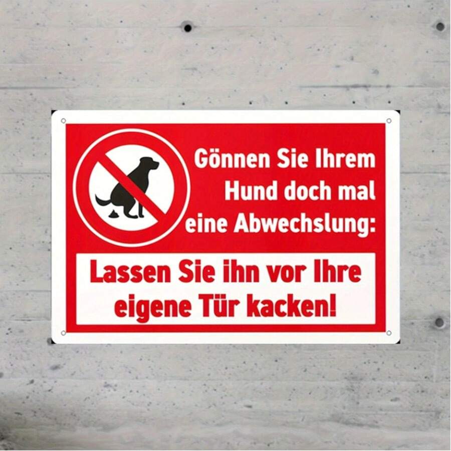 No Dog Poop Sign - 20.32x30.48cm Frameless Metal Tin, Available In White/Green/Yellow/Black - Multicolor - View 1