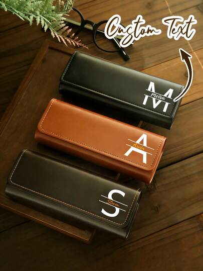 Customizable Eyeglass Case, Personalized Name Eyeglass Case, Fashion Glasses Storage Box, Faux Leather Eyeglass Pouch, Letters A-Z, Customize Your Name, Ideal Gift For Her, Girlfriend, Boyfriend, Friend, Valentine's Day Gift, Bridesmaid Gift, Wedding Gift, Birthday Gift, Mother's Day Gift, New Year Gift, Ramadan Gift