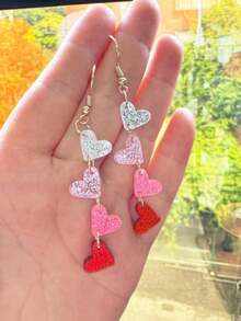 1 Pair Of Fashionable Acrylic Love Lady Earrings Valentine's Day Earrings Are A Cheap And BeautifulGift,Mom,Mother,Mother's Day,Gift - 彩色 - 查看 2