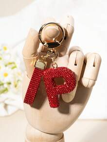 1个字母钥匙扣吊坠，镶钻装饰，手提包挂饰，礼物