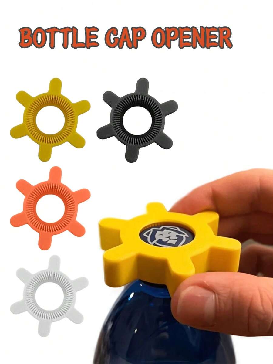 1. 手动旋转式开瓶器，适用于各种瓶罐 - 易握黄色塑料开瓶器，符合人体工程学的手柄设计，齿轮驱动，适用于汽水、饮料等，是理想的家用厨房工具和趣味厨房配件。结构紧凑耐用，是日常使用的最佳选择。