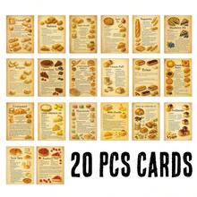 20张复古甜点制作卡片，包含糕点所需材料和分步食谱，甜点制作指南卡片，送给烘焙师和烘焙爱好者的礼物 - 彩色 - 查看 8