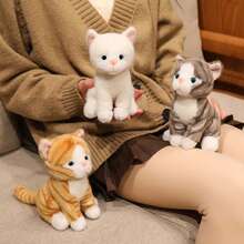 30cm/ 11.81in Cute Simulation Cat Plush Toy Family Companion Sleep Pillow Soft Stuffed Animal Throw Pillow Simulation British Shorthair Cat Toys Gifts(Not Animal Fur) Halloween Christmas Gift - Multicolor - View 8