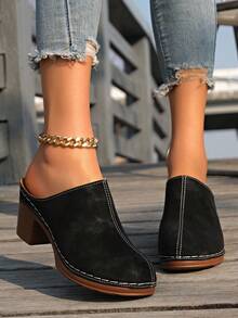 Sandalias de plataforma para mujer, nuevas para el verano 2026, sandalias de talla grande con diseño calado - Negro - Ver 2