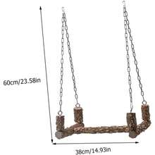鹦鹉健康互动架 | 胡椒木秋千和咀嚼玩具组合 | 为您的爱鸟提供活跃的玩耍空间和健康的喙部活动场所
