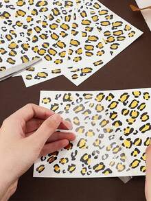 3 Sheets Cheetah Print Tattoo Leopard Temporary Tattoo Realistic Animal Fake Tattoos Halloween Face Tattoos Cheetah Costume Makeup For Party Festival - Multicolor - View 8