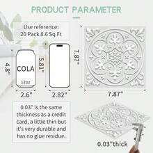 20pcs Self-Adhesive Wall Tiles - 8 Inch X 8 Inch, Shallow Embossed Design, 3D Visual Effect - Glossy Blue With Silver Tin Texture, Suitable For Kitchen, Fireplace, Cabinet, Bar Backsplash