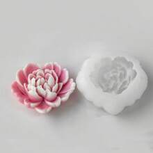 1个牡丹花形蜡烛硅胶模具，多肉植物花卉香薰石石膏装饰DIY花卉桌面摆件硅胶模具 - 白色 - 查看 4