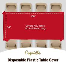 Party Solids 12-Pack Premium Plastic Tablecloth 54in. X 108in. Rectangle Table Cover - Red - Red - View 5
