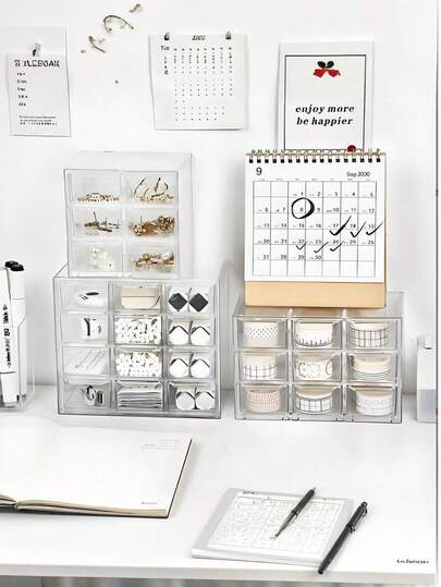 1pc 6/9/12 Compartment Clear Acrylic Storage Box With 6/9/12 Transparent Drawers - Plastic Organizer Box For Lipstick, Eyeshadow, Perfume, Hair Accessories - Bathroom And Vanity Organizer, Desk And Drawer Organizer, Perfect Holiday Gift, For Home Organization, Bathroom Storage And Organizer , Makeup Room Decor,Makeup Bag,Travel Essential