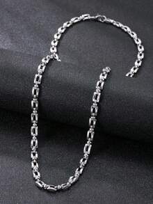 Stainless Steel Men's Necklace, Streetwear Style Jewelry, Durable And Fade-Resistant, Fashionable Chain, Valentine's Day Gift (Gift Box Not Included) - Silver - View 2