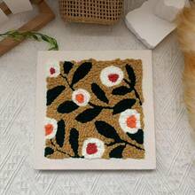 1 Set Beginner Punch Needle Kit, Mixed Color Yarn, Floral Theme Handcraft Set, Complete Materials, DIY Sewing & Needlework Kit, Includes Floral Patterns, Easy Crochet Rug Set, Suitable For Home Decor, An Artistic Handmade Gift For Women, Adults And Students. - Many - View 3