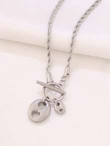 1pc Stainless Steel Coffee Bean Pendant Necklace For Women Fashion Pig Nose Clavicle Chain Necklaces Waterproof Jewelry - Necklace - View 7
