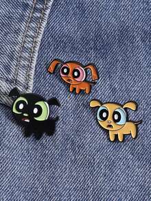 3 Pcs Cute Peculiar Dog Styling Cartoon Brooch Creativity Enamel Pin Backpack Clothing Jewelry Metal Badge Accessories Gift - Multicolor - View 1