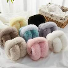 1个可折叠仿毛皮耳罩，加厚保暖，简约设计，适合秋冬季节佩戴 - 彩色 - 查看 2