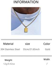 1pc Titanium Steel 26 Initial Letter Necklace, Geometric Hip Hop Style Pendant, Personalized Name Necklace, Suitable For Boyfriend Birthday/Valentine's Day Gift - Yellow Gold - View 15