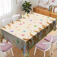 1pc Easter Bunny Print Table Napkins, Easter Egg & Bunny Tablecloth, Polyester Rectangular Tablecloth, Dining Room Decoration, Home Easter Decoration, Easter Party Gift, Festive Easter Party Supplies, Easter Party Decoration - Multicolor - View 4