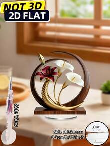 1 pieza Decoración de escritorio de acrílico 2D con diseño curvo y floral elegante, ideal como regalo del Día de San Valentín, decoración de fiestas, para el hogar y escritorio de oficina, decoración de sillas de cafetería y bar, de uso múltiple - Vistoso - Ver 9