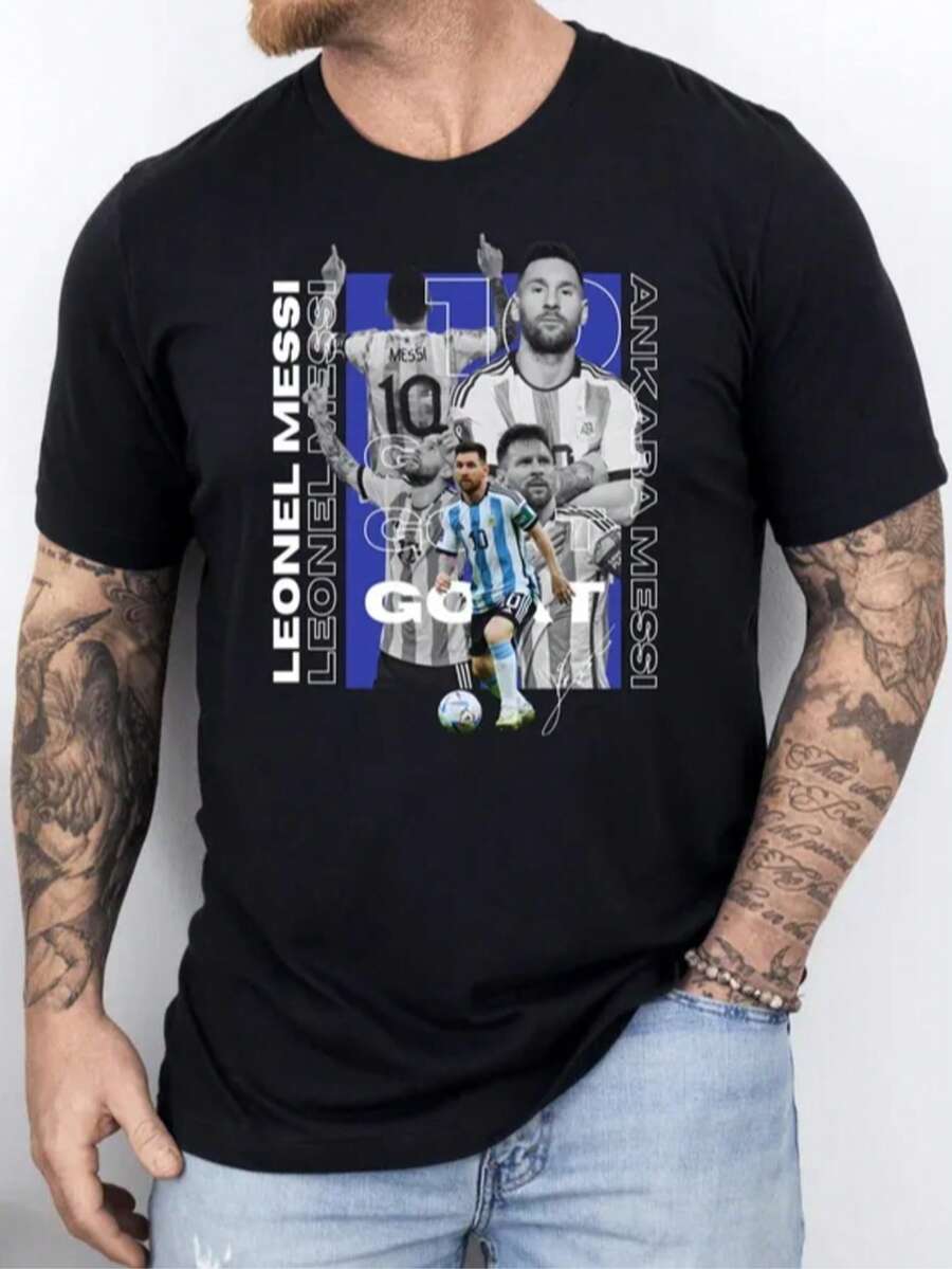 T-Shirt, Lionel T-Shirt, Soccer Tee, Adult Soccer Shirts, Soccer Team Gift, Lionel Gift T-Shirt, Lionel Andrés Tee - 黑色 - 查看 1